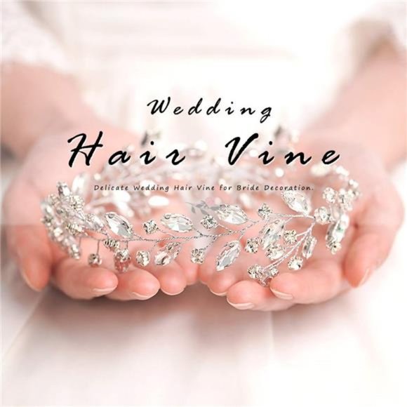 JAKAWIN Bride Wedding Crystal Hair Vine Silver Rhinestone Hair Piece Bridal Hair main image 4